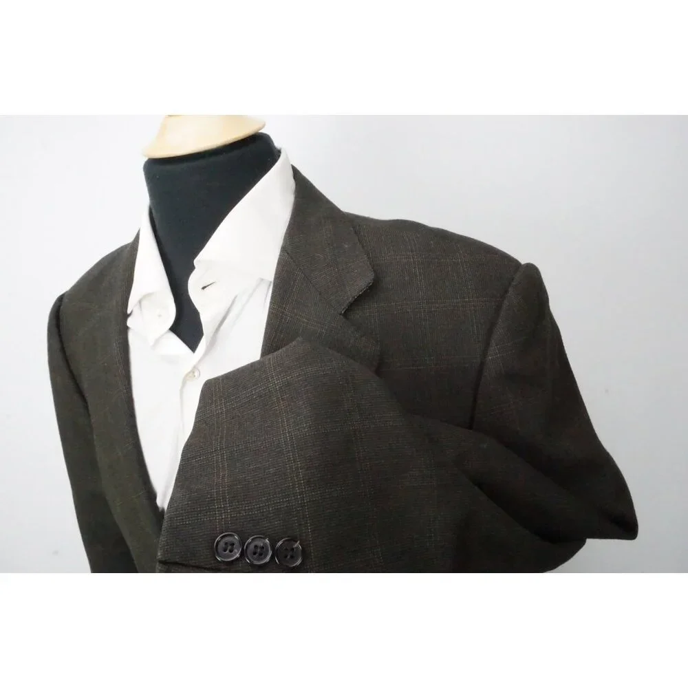 Ermenegildo Zegna Green Plaid 100% Wool Sport Coat Jacket Sz 44R